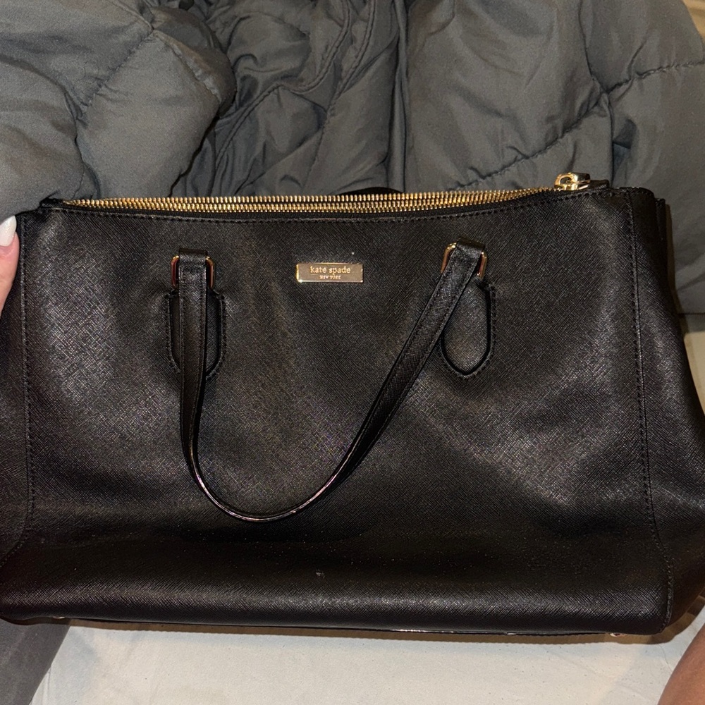 Kate Spade Black Satchel with Gold Accents